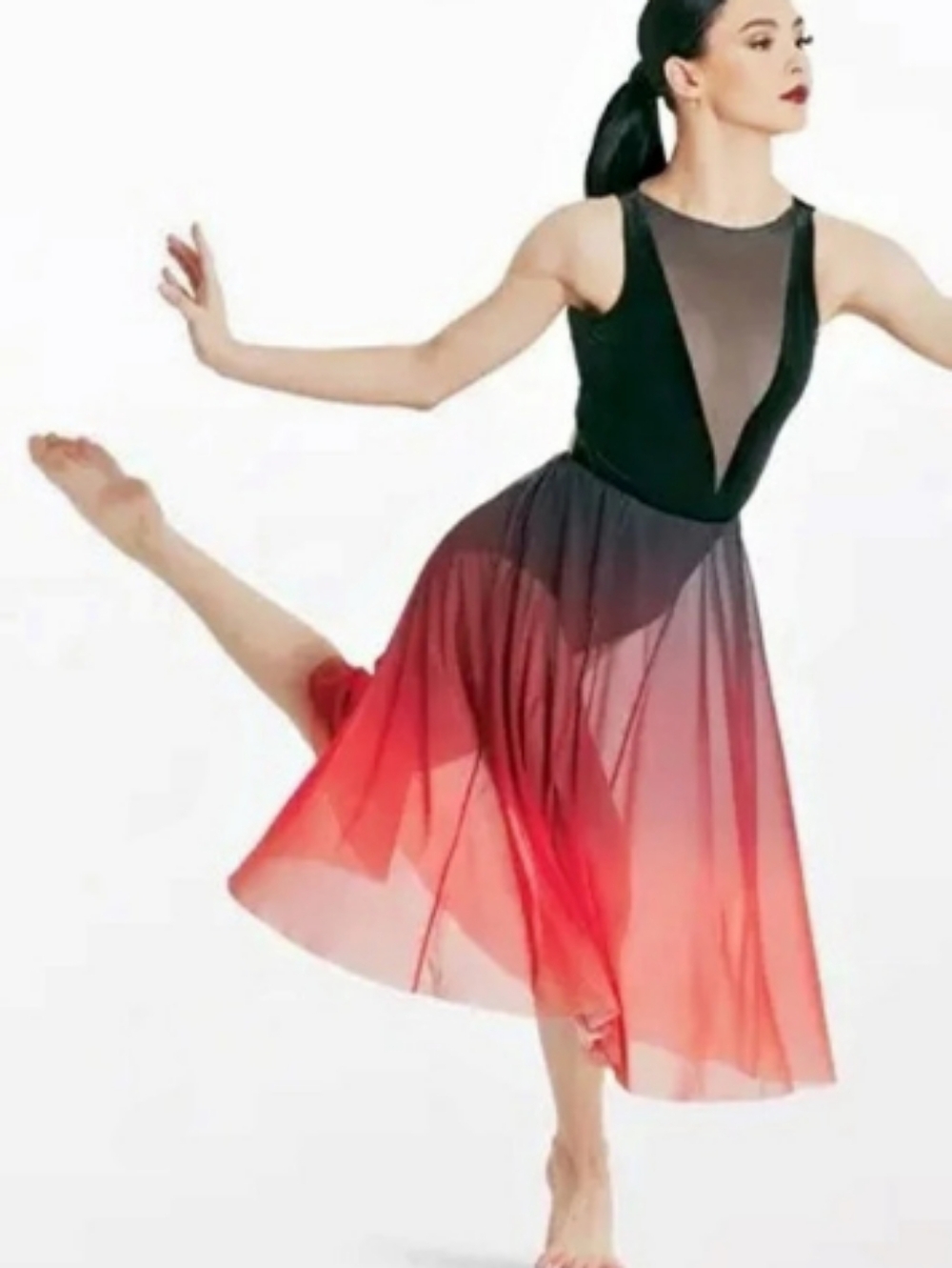 NWOT Weissman Velvet And Ombre Mesh Dress Red & Black Dance Dress